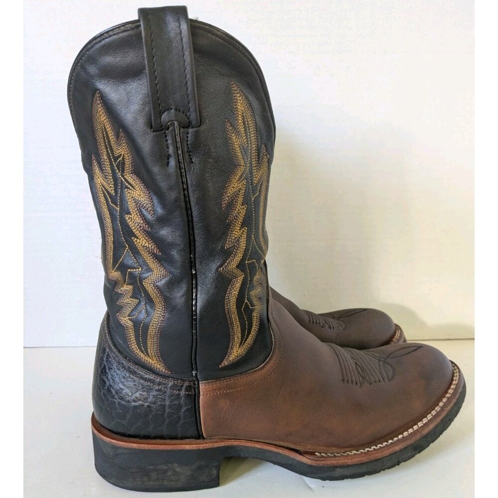 Men's Dan Post Western Cowboy Boots Sz 10 EW Leather Two-Tone Black/Brown Mexico
